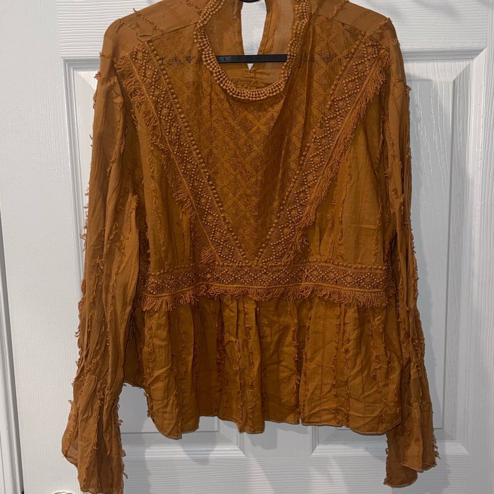 Worn once rock & indigo boho top